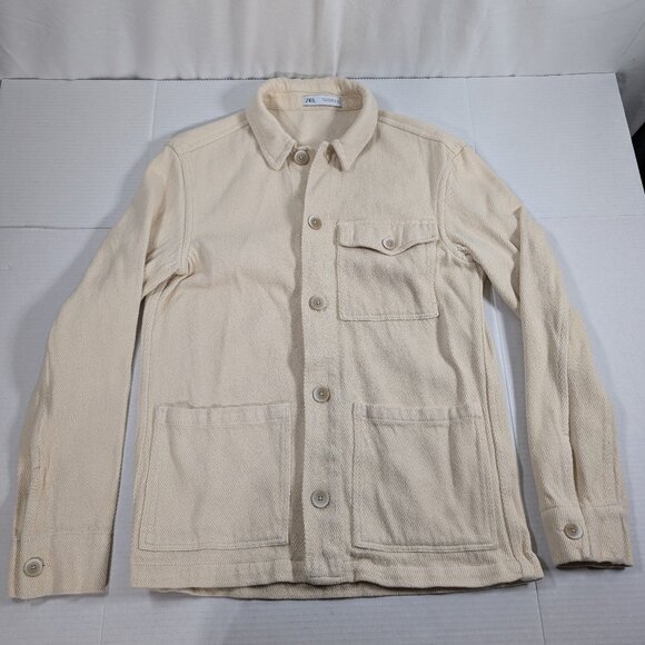 Zara Other - Zara Textured Shirt Jacket Mens small shacket button front casual cream color